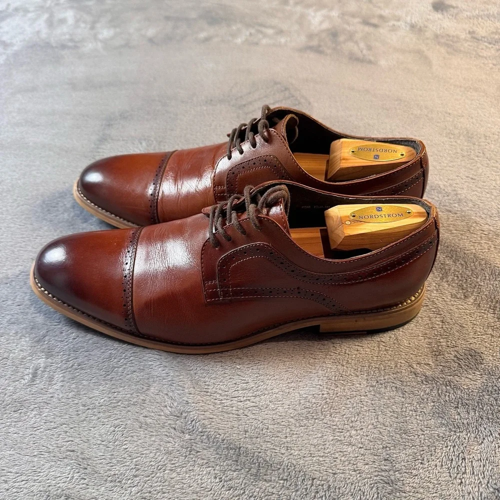 Stacy Adams Dickinson Cap Toe Oxfords in Cognac Brown Leather